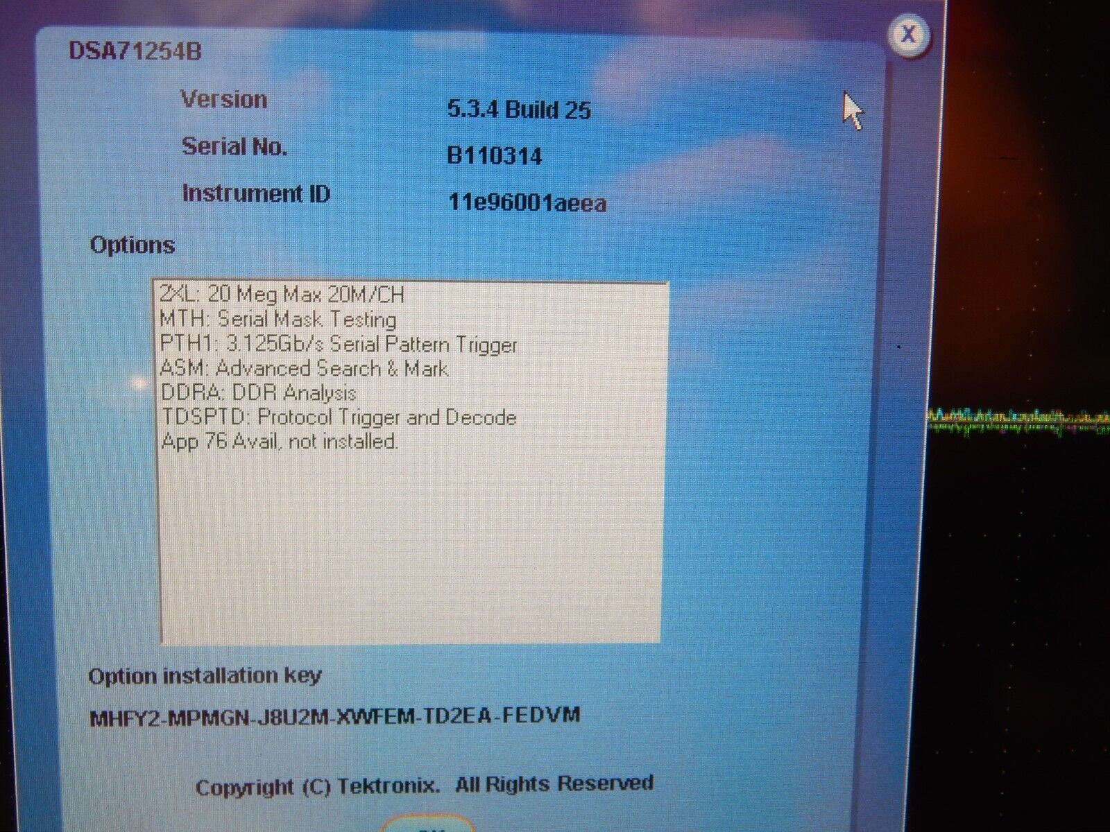 Tektronix DSA71254B 12.5Ghz 50Gs/s 4CH Digital Serial Analyzer Tektronix DSA71254B 12.5Ghz 50Gs/s 4CH Digital Serial Analyzer